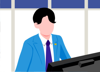 資料に目を通す男性社員